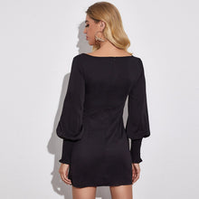 Load image into Gallery viewer, Fashion Bodycon Dress Vintage Square Collar Woman Clothes Long Sleeves Zipper Evening Dresses Female Clothing Autumn Mini Dress