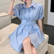 Load image into Gallery viewer, Fashion Casual Female Mid-length Design Waist Shirt + Net Red Fried Street Shorts Sets Two-piece Suits Women Vetement Femme 2021