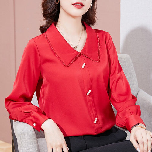 Fashion Casual Long Sleeve Chiffon Blouse Shirt New 2021 Autumn Solid Color Women's Shirt Plus Size Loose Women Clothing