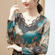 Load image into Gallery viewer, Fashion Casual Long Sleeve Print Mesh Tops New 2021 Autumn Hot Drilling Bottoming Shirt M-4XL Plus Size Women Clothing