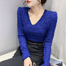 Load image into Gallery viewer, Fashion Casual Long Sleeve Women Tops New 2021 Autumn V-Neck Solid Color T-Shirt M-3XL Plus Size Female Clothing Blusas