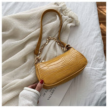 Load image into Gallery viewer, Fashion Crocodile Pattern Baguette bags MINI PU Leather Shoulder Bags For Women Chain Designer Luxury Handbag Female Travel tote