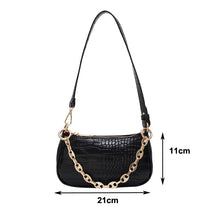 Load image into Gallery viewer, Fashion Crocodile Pattern Baguette bags MINI PU Leather Shoulder Bags For Women Chain Designer Luxury Handbag Female Travel tote