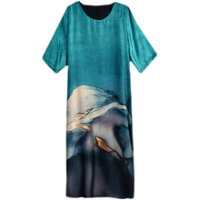 Load image into Gallery viewer, Fashion Floral Silk Dress Women Summer 2022 Plus Size Loose Tight Over Knee Long Dress Casual Elegant Party Dress Vestidos