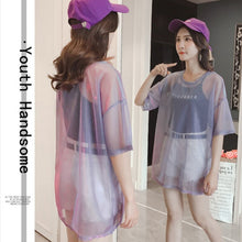 Load image into Gallery viewer, Fashion Hollow Out T Shirt Women Sexy Transparent Summer Tops Ladies Short Sleeve Loose Two set T-Shirts Women Tee Shirt