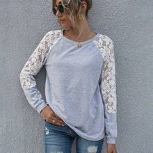 Load image into Gallery viewer, Fashion Lace Women Blouses Shirt Summer Long Sleeve Women Tops Hollow Lace Blouse Women O Neck Shirt Female Blusas Femininas