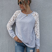 Load image into Gallery viewer, Fashion Lace Women Blouses Shirt Summer Long Sleeve Women Tops Hollow Lace Blouse Women O Neck Shirt Female Blusas Femininas