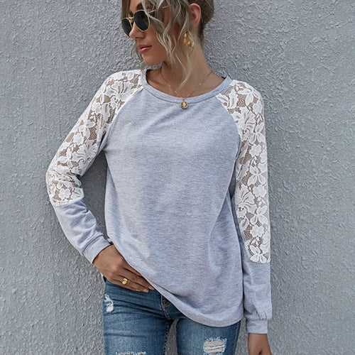 Fashion Lace Women Blouses Shirt Summer Long Sleeve Women Tops Hollow Lace Blouse Women O Neck Shirt Female Blusas Femininas