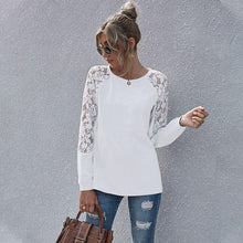 Load image into Gallery viewer, Fashion Lace Women Blouses Shirt Summer Long Sleeve Women Tops Hollow Lace Blouse Women O Neck Shirt Female Blusas Femininas