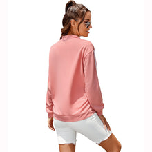 Load image into Gallery viewer, Fashion Loose Striped Zipper Coat With Lapel Autumn and Winter Casual Female Pink Outwear Sports Long-sleeved Coat