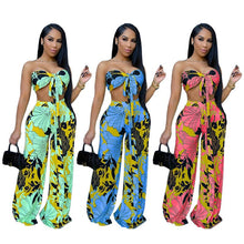 Load image into Gallery viewer, Fashion Loungewear Women 2 Piece Sets Bandage Sleeveless Crop Tops Jackets+Flare Pant Workout Activewear Matching Outfits