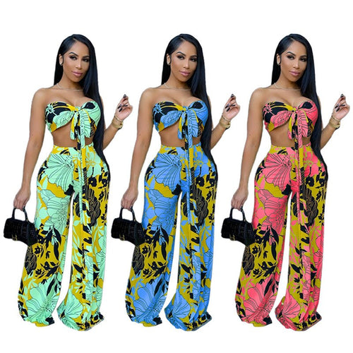 Fashion Loungewear Women 2 Piece Sets Bandage Sleeveless Crop Tops Jackets+Flare Pant Workout Activewear Matching Outfits