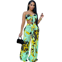 Load image into Gallery viewer, Fashion Loungewear Women 2 Piece Sets Bandage Sleeveless Crop Tops Jackets+Flare Pant Workout Activewear Matching Outfits