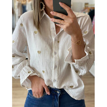 Load image into Gallery viewer, Fashion New Casual Turn Down Collar Blouses Women Elegant Long Sleeve Shirts Women Red Heart Embroidery Tops Ladies