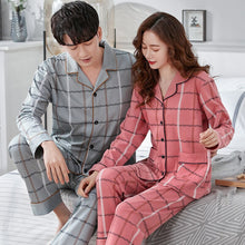 Load image into Gallery viewer, Fashion New Soft Man and Woman Plaid Printing Long Sleeve Long Pants Sleepwear Fashion Style Casual Style Pajamas Set Pj Set