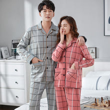 Load image into Gallery viewer, Fashion New Soft Man and Woman Plaid Printing Long Sleeve Long Pants Sleepwear Fashion Style Casual Style Pajamas Set Pj Set