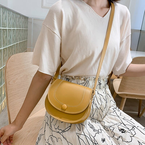 Fashion New Women Crossbody Shoulder Bag Retro Saddle PU Leather Small Purse Ladies Pure Color Bags