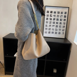 Fashion Shoulder Bags Ladies Casual Bucket Bags Luxury Designer Women&#39;s Bags Solid Color Retro Shoulder Bags Chain Bags