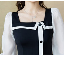 Load image into Gallery viewer, Fashion Slim Korean Fall Shorts Sets Female Black Stitching Design Square Neck Blouse+Black Shorts Two Piece Set Women Casual