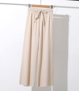 Fashion Soft Comfort Women Pant High Waist Casual Summer Slacks Pants Women Long Trousers Female Slacks Bottoms Pleated Trousers