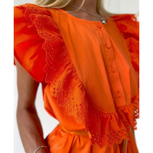 Load image into Gallery viewer, Fashion Solid Casual Flying Sleeve Dresses Women Elegant O Neck Patchwork Dress Women Buttons Loose Mini Dresses Ladies