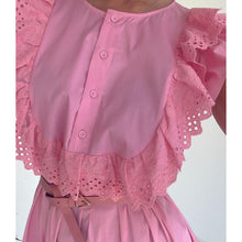 Load image into Gallery viewer, Fashion Solid Casual Flying Sleeve Dresses Women Elegant O Neck Patchwork Dress Women Buttons Loose Mini Dresses Ladies