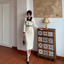 Load image into Gallery viewer, Fashion Suit Women&#39;s Winter New Temperament Color Matching Blouse + High Waist Half-Length Skirt Two-Piece Sets