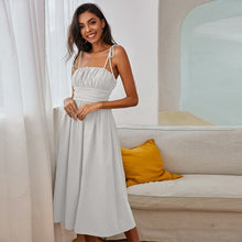 Load image into Gallery viewer, Fashion Sundress Women&#39;s Summer Sexy Ruched Midi Dress Adjustable Spaghetti Strap Bodycon Drawstring  Party Clubwear