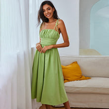 Load image into Gallery viewer, Fashion Sundress Women&#39;s Summer Sexy Ruched Midi Dress Adjustable Spaghetti Strap Bodycon Drawstring  Party Clubwear
