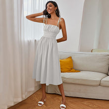 Load image into Gallery viewer, Fashion Sundress Women&#39;s Summer Sexy Ruched Midi Dress Adjustable Spaghetti Strap Bodycon Drawstring  Party Clubwear
