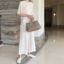Load image into Gallery viewer, Fashion Temperament Ice silk Knitted Two piece Casual set Women Long Pullovers Tops and wide-leg pants Suits High Quality