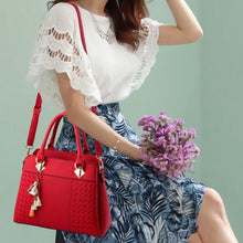 Load image into Gallery viewer, Fashion Women Handbags Tassel PU Leather Totes Bag Top-handle Embroidery Crossbody Bag Shoulder Bag Lady Simple Style Hand Bags