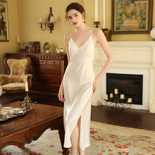 Load image into Gallery viewer, Fashion Women Pajamas Summer Satin Slip dress Night gowns Long Dress SleepDress Silk Backless V Neck Sexy Sleepwear Nightwear