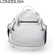 Load image into Gallery viewer, Fashion Women Soft Leather Small Backpack Designers Brand Multifunction Solid School Bags for Teenage Girls Mochila Feminina Sac