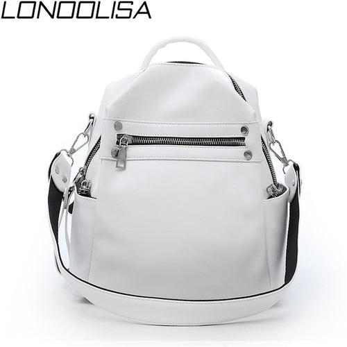 Fashion Women Soft Leather Small Backpack Designers Brand Multifunction Solid School Bags for Teenage Girls Mochila Feminina Sac