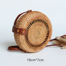 Load image into Gallery viewer, Fashion Women Summer Rattan Bags Round Square Straw Bag Handmade Woven Beach Crossbody Bags Circle Bohemia Bali Handbags