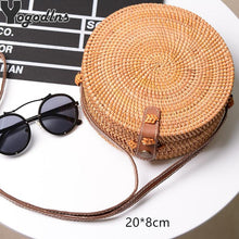 Load image into Gallery viewer, Fashion Women Summer Rattan Bags Round Square Straw Bag Handmade Woven Beach Crossbody Bags Circle Bohemia Bali Handbags