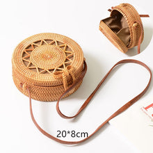 Load image into Gallery viewer, Fashion Women Summer Rattan Bags Round Square Straw Bag Handmade Woven Beach Crossbody Bags Circle Bohemia Bali Handbags