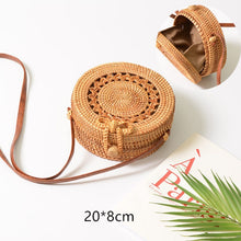 Load image into Gallery viewer, Fashion Women Summer Rattan Bags Round Square Straw Bag Handmade Woven Beach Crossbody Bags Circle Bohemia Bali Handbags