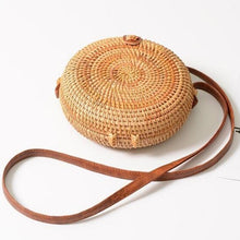 Load image into Gallery viewer, Fashion Women Summer Rattan Bags Round Square Straw Bag Handmade Woven Beach Crossbody Bags Circle Bohemia Bali Handbags