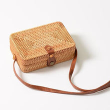 Load image into Gallery viewer, Fashion Women Summer Rattan Bags Round Square Straw Bag Handmade Woven Beach Crossbody Bags Circle Bohemia Bali Handbags