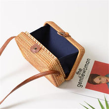Load image into Gallery viewer, Fashion Women Summer Rattan Bags Round Square Straw Bag Handmade Woven Beach Crossbody Bags Circle Bohemia Bali Handbags