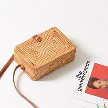 Load image into Gallery viewer, Fashion Women Summer Rattan Bags Round Square Straw Bag Handmade Woven Beach Crossbody Bags Circle Bohemia Bali Handbags