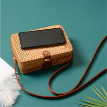 Load image into Gallery viewer, Fashion Women Summer Rattan Bags Round Square Straw Bag Handmade Woven Beach Crossbody Bags Circle Bohemia Bali Handbags