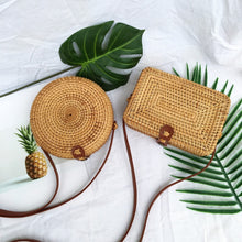 Load image into Gallery viewer, Fashion Women Summer Rattan Bags Round Square Straw Bag Handmade Woven Beach Crossbody Bags Circle Bohemia Bali Handbags