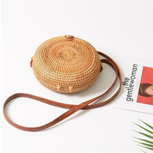 Load image into Gallery viewer, Fashion Women Summer Rattan Bags Round Square Straw Bag Handmade Woven Beach Crossbody Bags Circle Bohemia Bali Handbags