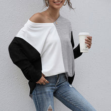Load image into Gallery viewer, Fashion Women T-shirt Stitching Long Sleeve Shirt 2021 Spring Autumn Casual Tops Lady 2XL Comfy Splicing T-shirt V Neck Shirts