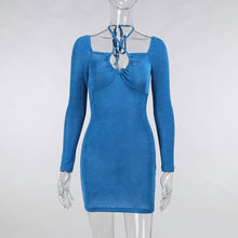 Load image into Gallery viewer, Fashion Women&#39;s Sexy Casual Hollow Solid Color Dress Halterneck Long Sleeve Dress Elegant Partywear High Waist Backless Fashion