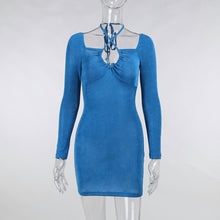 Load image into Gallery viewer, Fashion Women&#39;s Sexy Casual Hollow Solid Color Dress Halterneck Long Sleeve Dress Elegant Partywear High Waist Backless Fashion