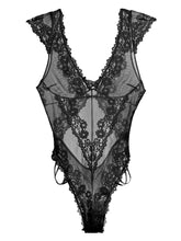 Load image into Gallery viewer, Fashion Women&#39;s Summer Lace Deep V Ultra Thin Transparent Sexy Backless Bodysuit One Piece Jumpsuit Female Rompers Streetwear